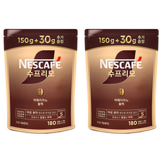 네스카페수프리모 아메리카노 블랙 원두커피 파우치, 180g, 2개