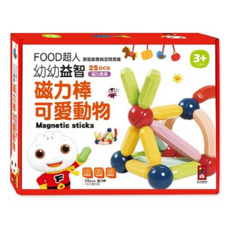 FOOD超人 可愛動物 幼幼益智磁力棒 25pcs磁力積木玩具, 1盒