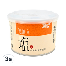 TAIYEN 台塩生技 健康無碘鹽, 低碘飲食者適用, 300g, 3罐
