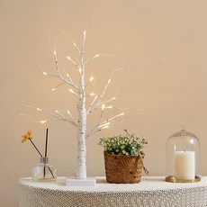 하우쎈스 크리스마스 LED 자작나무 트리 인테리어조명, 화이트, 1개