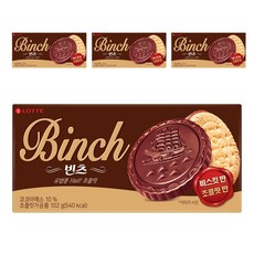 LOTTE 樂天 Binch巧克力餅乾, 102g, 4盒