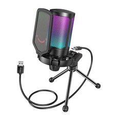Fifine USB心型指向電容式RGB麥克風，192KHZ，適用於Windows、Mac、PS4/5, 1個