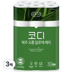 코디 3겹 제주 오름 알로에 베라 화장지 30m, 30개입, 3개