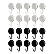 디오셀 원형 접착식 벽걸이 후크 2종 x 10p 세트, 블랙, 화이트, 1세트