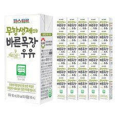 파스퇴르 무항생제 인증 바른목장 우유, 흰우유, 190ml, 72개