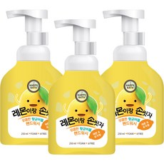 해피바스 레몬이랑 손씻자 버블 핸드워시 옐로우, 3개, 250ml