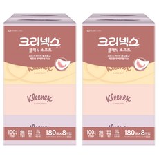 크리넥스 클래식 소프트 천연펄프 미용티슈 2겹, 180매, 16개
