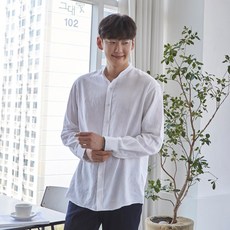 플레이즈 남성용 차이나넥 린넨 긴팔 셔츠 남방