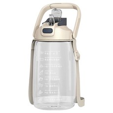 透明胖胖水壺, 揹帶手柄 彈蓋設計 方便攜帶 輕鬆飲用, 07.奶白, 2L, 1個
