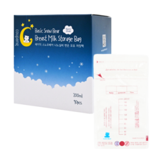 Snow Bear 小白熊 BASIC SNOW BEAR 奈米銀感溫母乳儲存密封袋 200ml 90入, 1盒