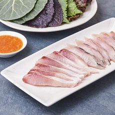 얌테이블 오늘 새벽 생산한 슬라이스 방어회 150g + 초고추장 + 간장소스 + 생와사비 + 쌈장 + 쌈야채 세트, 1세트