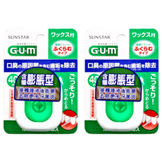 SUNSTAR 三詩達 G.U.M 牙周護理牙線 含蠟膨脹型, 40m, 2個