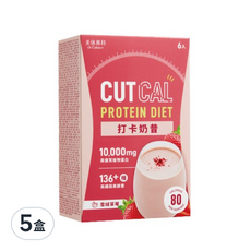 Dr.Calorie 美体專科 打卡奶昔 雪絨草莓 Set, 高纖 控卡 飽足, 一杯不到80cal, 6包, 20g, 5盒