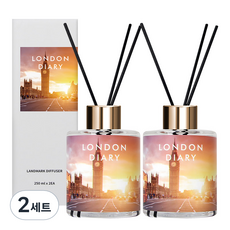 플렌느 퍼퓸 랜드마크 디퓨저 250m x 2p + 섬유스틱 10p 세트, 런던다이어리, 500ml, 2세트