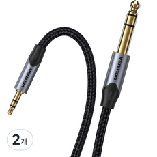 벤션 프리미엄 3.5mm to 6.5mm 6.35mm TRS 케이블 BAUHF 1m, 혼합색상, 2개