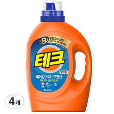 [비건라이프] 테크 베이킹소다 플러스 구연산 일반용 액체세제 본품, 3L, 4개 3L, 4개