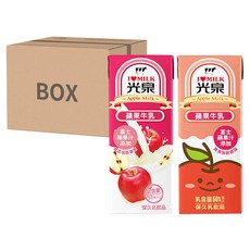 光泉 蘋果牛乳 Set, 無色素 無奶精 無防腐劑, 富士蘋果汁 添加, 生乳添加, 200ml, 48入