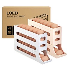LOED 自動滾動王蘭雞蛋盒 2種組, 1組, 米色+白色