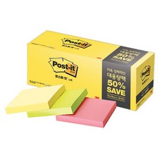 포스트잇 노트 대용량팩 76 x 76mm 654-20A, 노랑(16)+새싹그린(2)+러블리핑크(2), 1세트