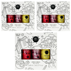 nailmatic KIDS 新魔幻森林水漾亮彩指甲油 Set, 8ml x 3, 法國製兒童指甲油, 閃粉紅+閃粉紫+晶亮黃 8ml, 3組