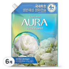  AURA 생화캡슐 이노베이션 섬유유연제 프레시릴리향 리필, 6개, 1.7L 