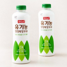 후디스 유기가공식품 인증 유기농 청정목장 우유, 750ml, 2개
