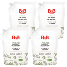 비앤비 리얼 라즈베리 식초 담은 비건 섬유세제 무향 리필, 1.5L, 4개 1.5L, 4개