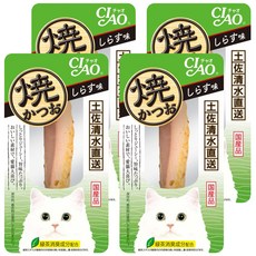 INABA CIAO 啾嚕 燒鰹魚條, 綠茶消臭成分配合, 土佐清水港直接輸送, 肉質柔軟 貓咪容易吞食, 吻仔魚風味, 4包