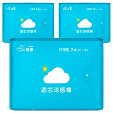icon 愛康 涼感衛生棉 日用型 24cm 8片 深海礦物配方 草本精油, 3包