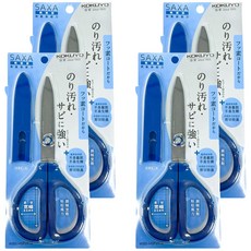 고쿠요 FIT SAXA 불소 코팅 캡가위, 블루, 4개 블루, 4개