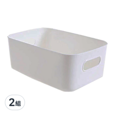 日式儲物盒/收納盒 Set 5, 清新日系設計，堅固耐用，白色，中號, 2組