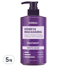 쿤달 허니 앤 마카다미아 헤어 트리트먼트 화이트머스크향, 500ml, 5개