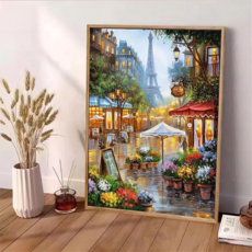 鑽石畫，巴黎鐵塔街景, 30 x 40cm