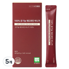 뉴트리코어 100% 유기농 레드와인 비니거 14p, 280g, 5개