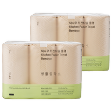 생활공작소 대나무 키친타올 롤형, 6롤, 2개 12개, 135매입