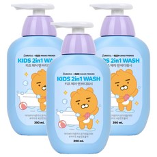 LG 生活健康 孩童用Kakao Friends聯名2合1洗髮沐浴乳 萊恩款, 390ml, 3瓶