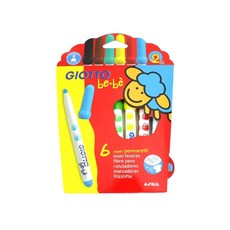 GIOTTO be-be 可洗式寶寶彩色筆, 6色, 頂級墨水, 1盒
