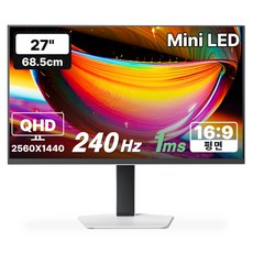 한성컴퓨터 QHD QD Mini LED 240Hz 듀얼모드 게이밍 모니터 화이트, 68.58cm, TFG27Q24FM180ZMW(무결점)