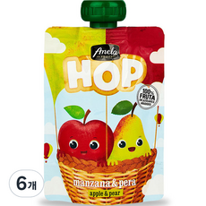 아넬라 HOP 과일 퓨레, 혼합맛(사과/사과배), 100g, 6개 - hop퓨레