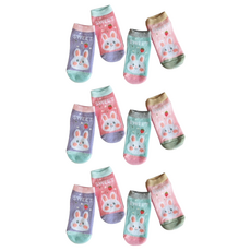 JY靴下屋 直版童襪 3~6歲 12雙 草莓兔 兒童襪子 台灣製造, 15~18cm