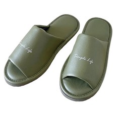 TAIWAN SLIPPER 台灣犀利趴 i Slippers 淬斂系列 躍色皮質室內拖鞋, 台灣製造, L, 橄欖綠, 1雙