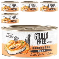 ABSOLUTE HOLISTIC 無穀貓湯罐, 雞肉 + 鮭魚, 80g, 5罐