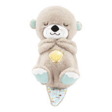 Fisher-Price 費雪 安撫睡眠小水獺, 30分鐘輕柔音樂, 模擬呼吸, 柔軟材質, 外層布料可水洗, 1個, 灰色
