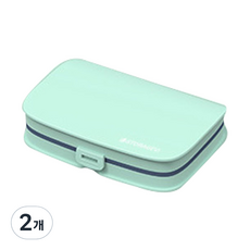 깔끔하고 슬림한 칸칸이 휴대용 알약 케이스 6칸 그린, 2개