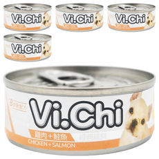 Vi.Chi 全犬種 經典維齊 犬罐, 雞肉 + 鮭魚, 80g, 5罐