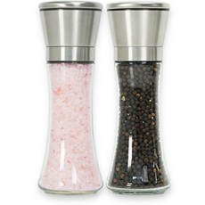 1+1 자동 소금 후추 그라인더 세트 전동 통후추 글라인더 페퍼밀 깨갈이 페퍼 핑크솔트 가루 양념병 캠핑 R99535S(2개세트 상품 이미지