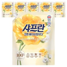 샤프란 섬유유연제 코튼 베이비파우더 리필, 2.1L, 6개