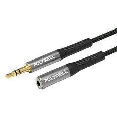 POLYWELL 寶利威爾 公對母 3.5mm 立體聲音源延長線, 黑色, 1條