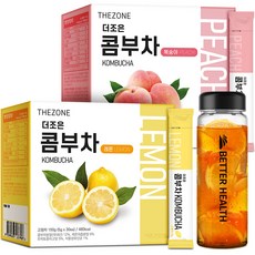 더존건강 더조은 콤부차 레몬 5g x 30p + 복숭아 5g x 30p + 보틀 300ml,