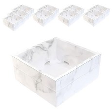 博美包裝 禮盒 透明上蓋 4吋 10個 大理石紋路禮品包裝盒 (一組), 大理石, 1組